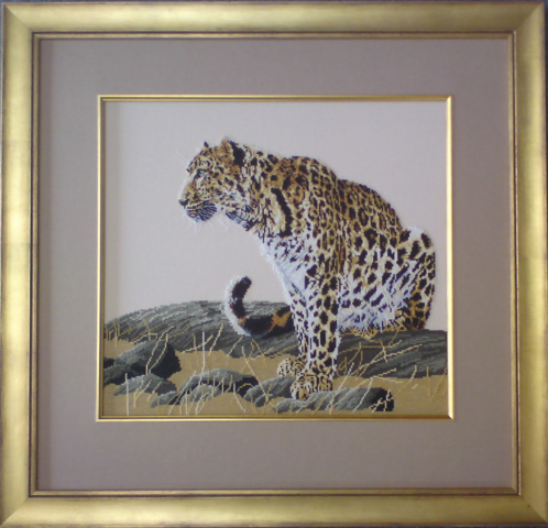 Tiger Tapestry framed with gold fillet