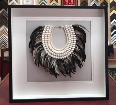 framed feather necklace
